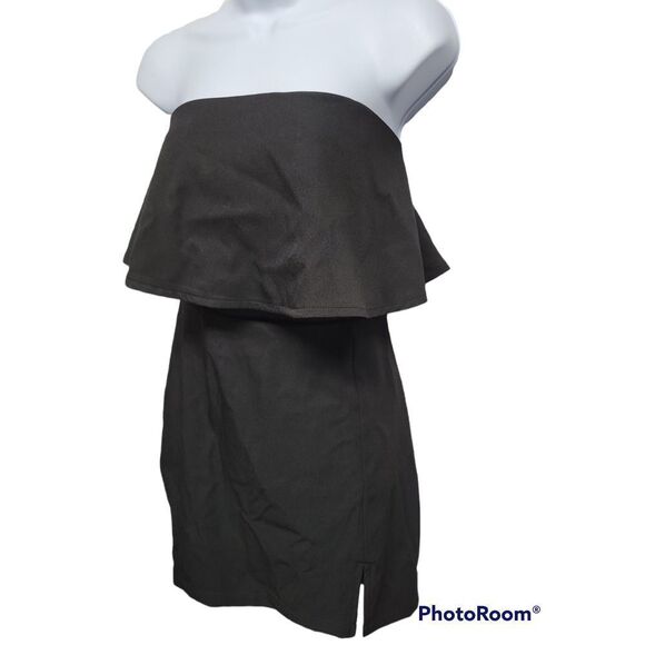 Lulu's Black Strapless Ruffled Bodycon Minidress Night Out Dress - Picture 2 of 5